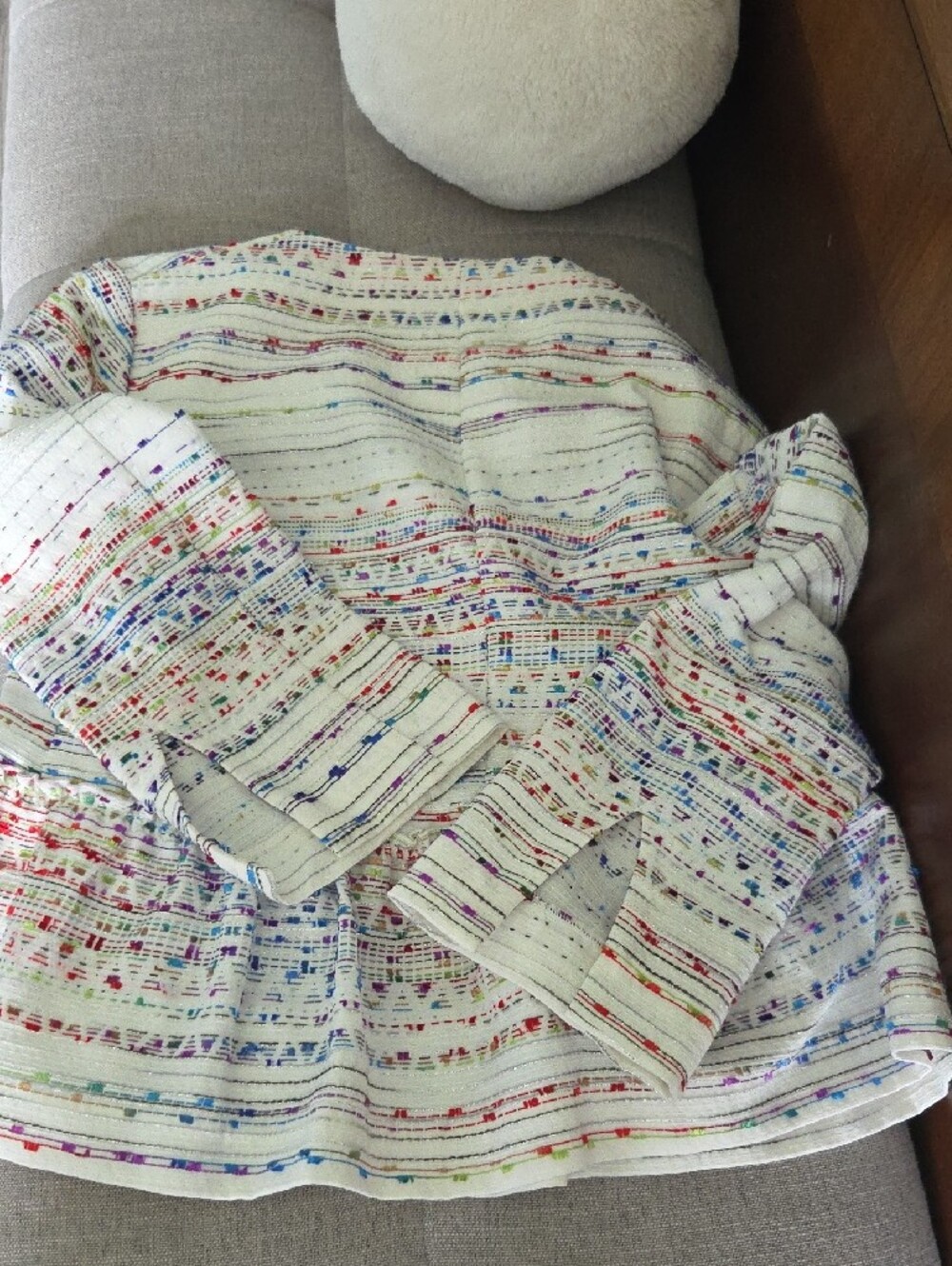 Zara Ivory Tweed Jacket with Multicolor Thread Detail - Picture 3 of 7